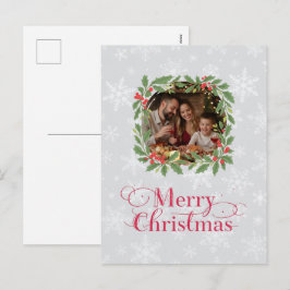 Postal Festiva Elegant Holly Wreath Merry Christmas Photo