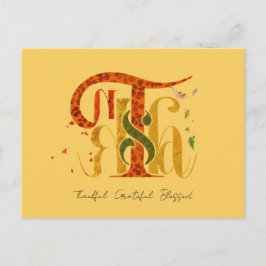 Postal Festiva Elegant Manuscript Thanks Autumn Fall Foliage
