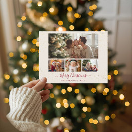 Postal Festiva Elegant Marble 4 Photo Christmas Card