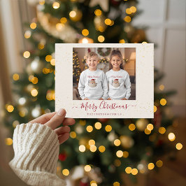 Postal Festiva Elegant Marble Single Photo Christmas Card