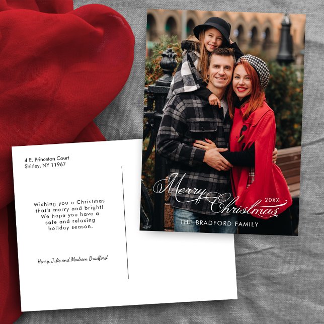 Postal Festiva Elegant Merry Christmas Calligraphy 1-Photo (Subido por el creador)