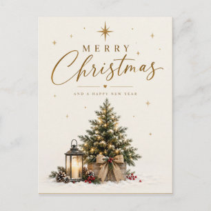 Postal Festiva Elegant Merry Christmas Tree & Lantern