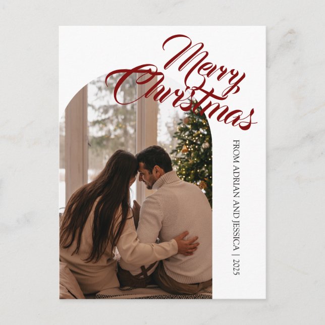 Postal Festiva Elegant Minimal Christmas | Modern Family 1 Photo (Anverso)