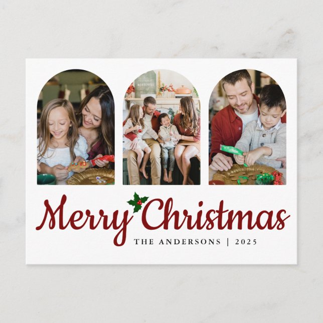 Postal Festiva Elegant Minimal Christmas | Modern Family 3 Photo  (Anverso)