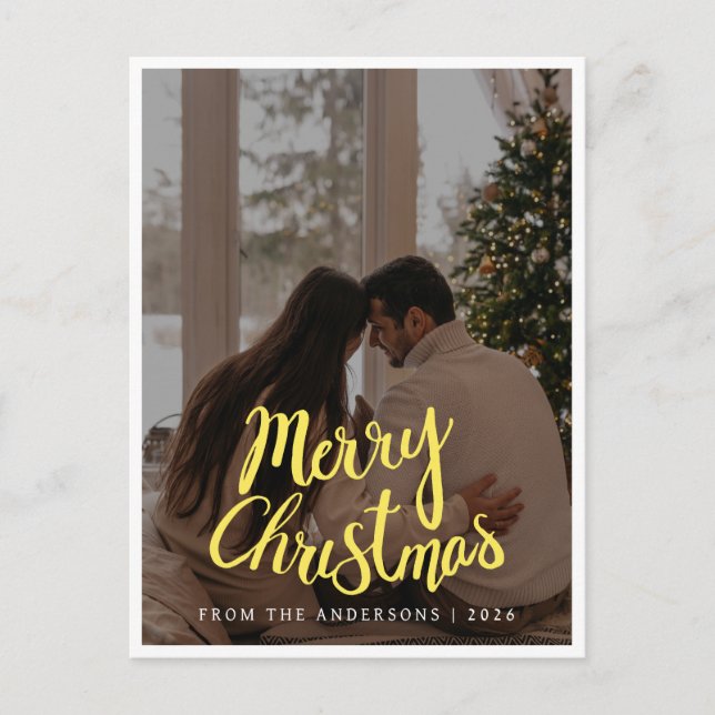 Postal Festiva Elegant Minimalist Christmas | Modern Family Photo (Anverso)