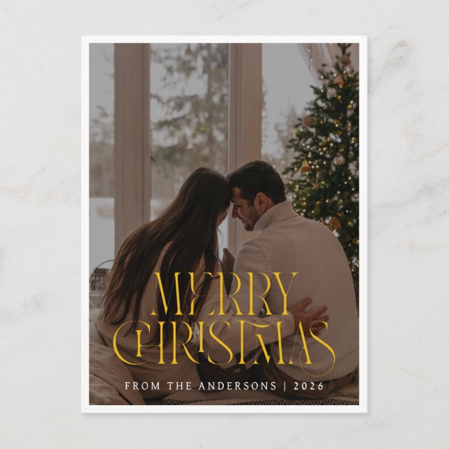 Postal Festiva Elegant Minimalist Christmas | Modern Family Photo (Anverso)
