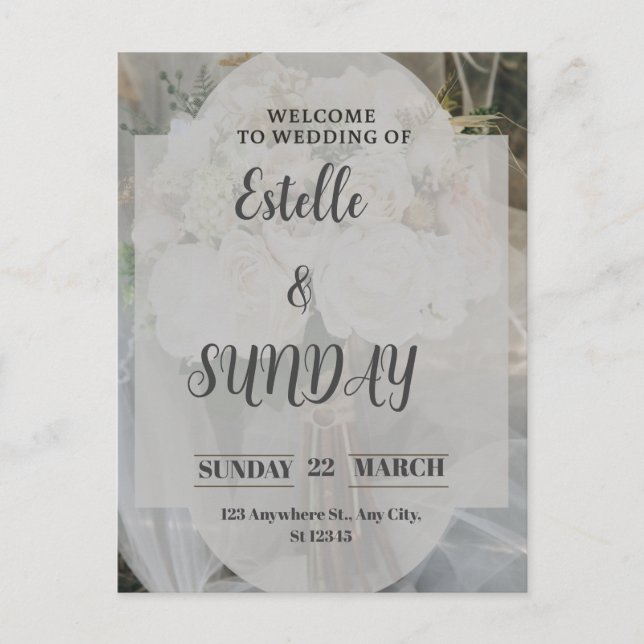 Postal Festiva Elegant Minimalist Wedding Welcome Sign (Anverso)