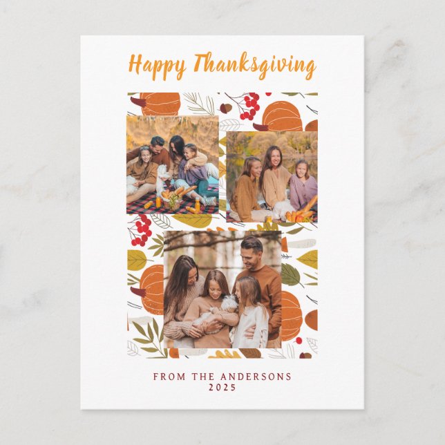 Postal Festiva Elegant Modern Happy Thanksgiving Autumn Photo (Anverso)