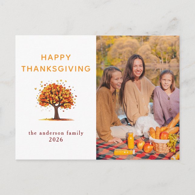 Postal Festiva Elegant Modern Happy Thanksgiving Autumn Photo (Anverso)