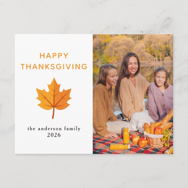 Postal Festiva Elegant Modern Happy Thanksgiving Autumn Photo (Anverso)