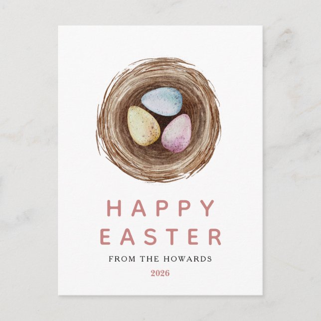 Postal Festiva Elegant Modern Simple Easter Eggs | Happy Easter (Anverso)