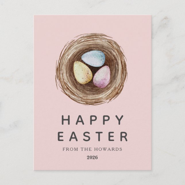 Postal Festiva Elegant Modern Simple Easter Eggs | Happy Easter (Anverso)