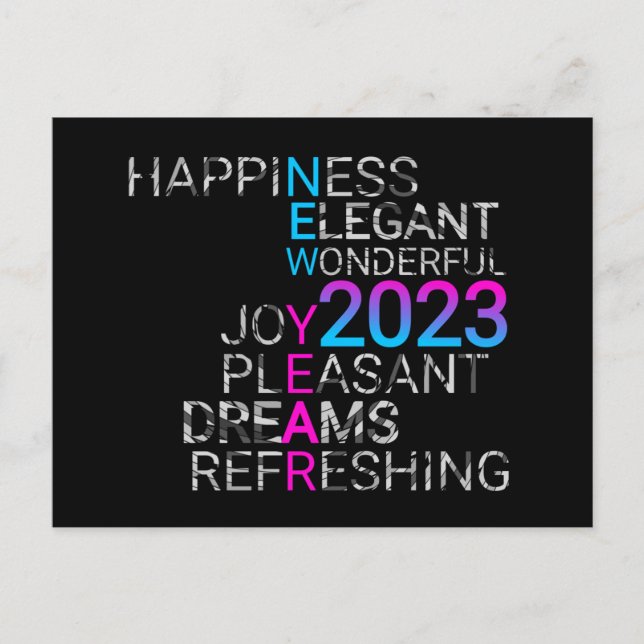 Postal Festiva elegant new year 2023 quotes sayings (Anverso)
