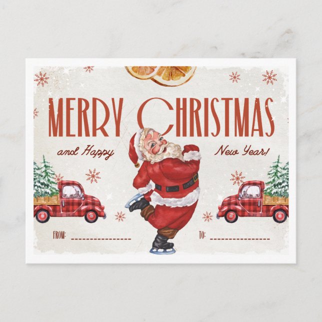 Postal Festiva Elegant Red and Beige Watercolor Christmas  (Anverso)