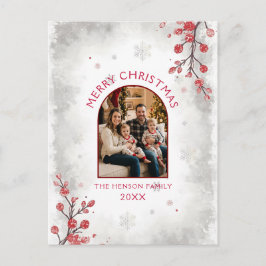 Postal Festiva Elegant Red Berries Family Photo Christmas 