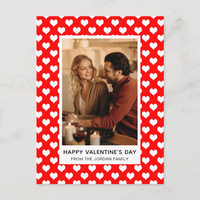 Postal Festiva Elegant Red Hearts Happy Valentine's Day 1 Photo (Anverso)