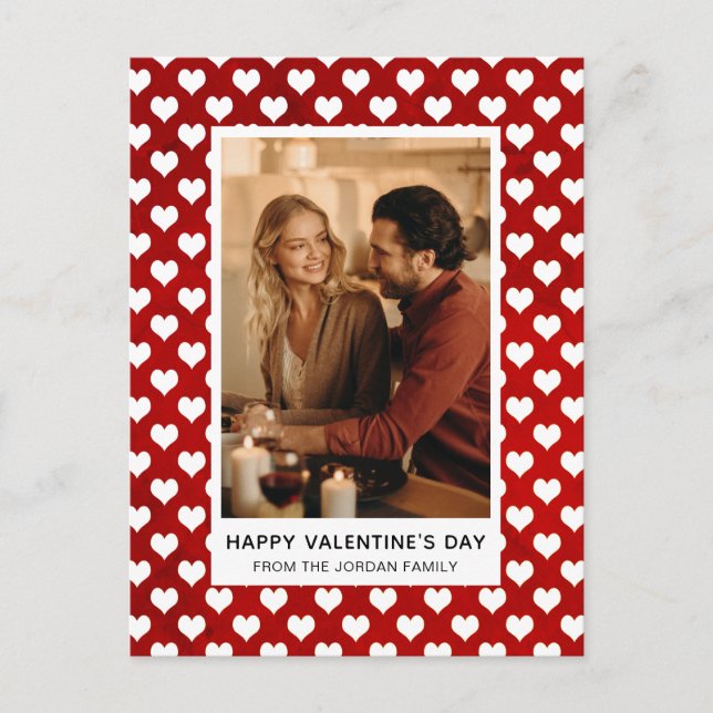 Postal Festiva Elegant Red Hearts Happy Valentine's Day 1 Photo (Anverso)