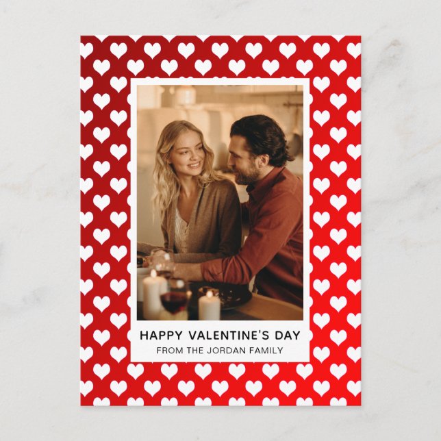 Postal Festiva Elegant Red Hearts Happy Valentine's Day 1 Photo (Anverso)