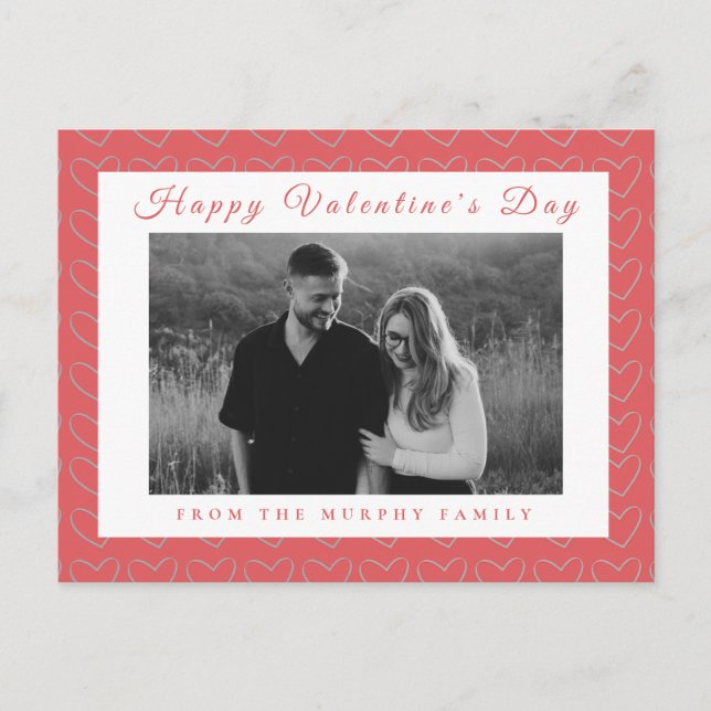 Postal Festiva Elegant Red Hearts Happy Valentine's Day 1 Photo  (Anverso)