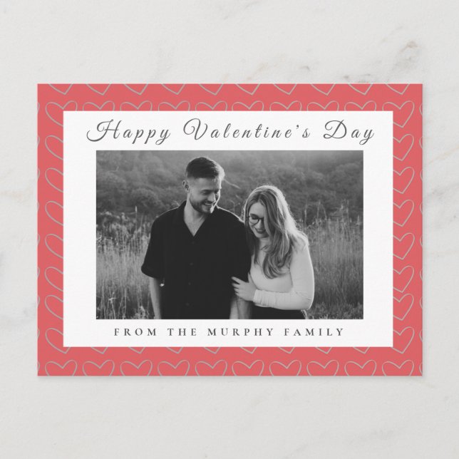 Postal Festiva Elegant Red Hearts Happy Valentine's Day 1 Photo  (Anverso)