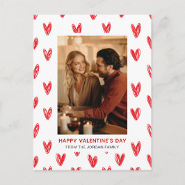 Postal Festiva Elegant Red Hearts Happy Valentine's Day 1 Photo