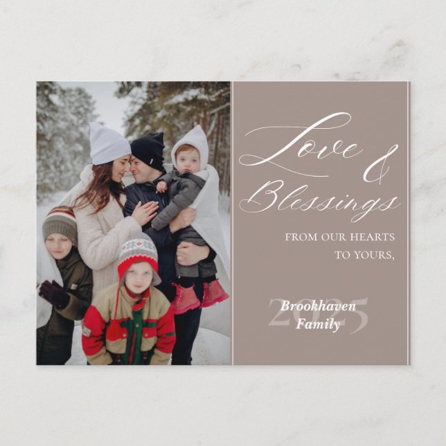 Postal Festiva Elegant Script Custom Family Name Year 1 Photo (Anverso)