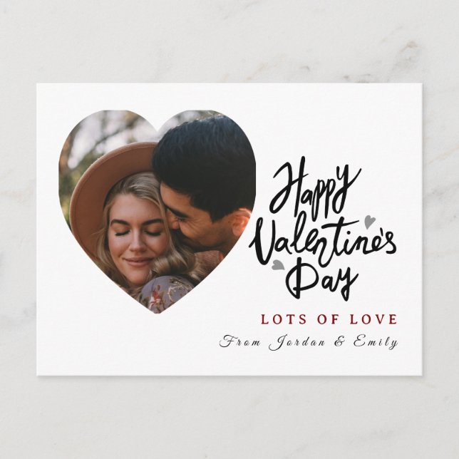 Postal Festiva Elegant Typography Happy Valentine's Day 1 Photo (Anverso)
