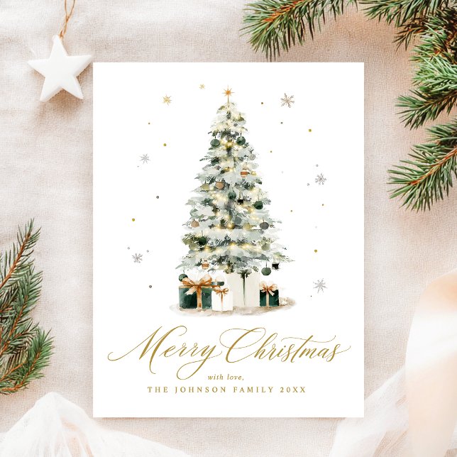 Postal Festiva Elegant Watercolor Christmas Tree (Subido por el creador)