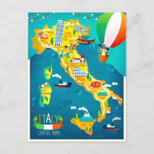 Postal Festiva Elegante acuarela Italia Viaje