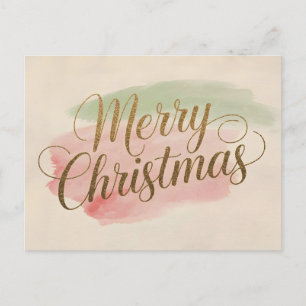 Postal Festiva Elegante acuarela Merry Christmas Card