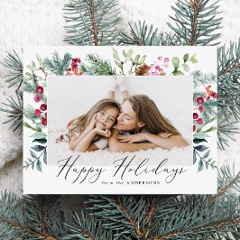 Postal Festiva Elegante acuarela morada y verde foto