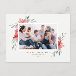 Postal Festiva Elegante acuarela Navidades rojos Flores Foto