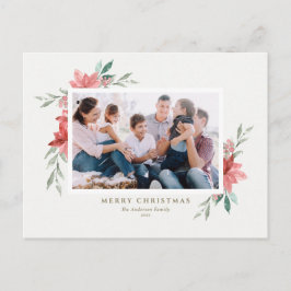 Postal Festiva Elegante acuarela Navidades rojos Flores Foto