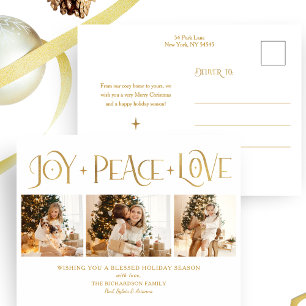 Postal Festiva Elegante Alegría Paz Amor Script 3-Foto