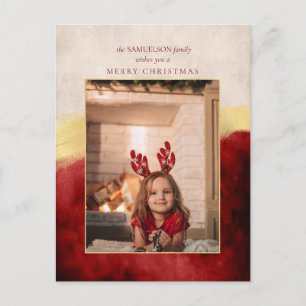 Postal Festiva Elegante artista rojo con broche de oro foto