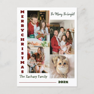 Postal Festiva Elegante Collage de fotos de familia de Navidades