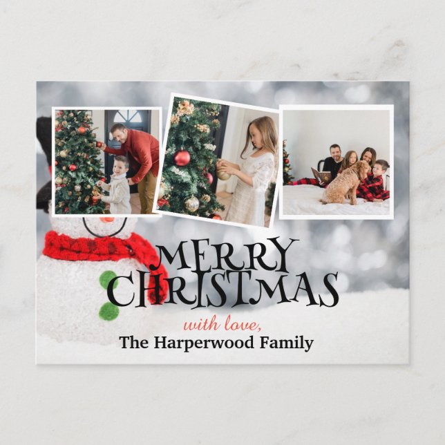 Postal Festiva Elegante Collage de fotos familiar de Navidades de (Anverso)
