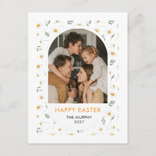 Postal Festiva Elegante Colorido Óvalo Floral Pascua Foto Familia