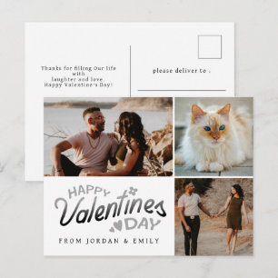 Postal Festiva Elegante Corazones Rojos Feliz Día de San Valentín