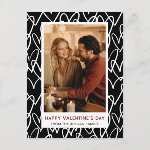 Postal Festiva Elegante Corazones Rojos Feliz Día de San Valentín