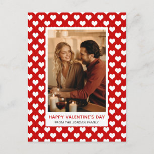 Postal Festiva Elegante Corazones Rojos Feliz Día de San Valentín