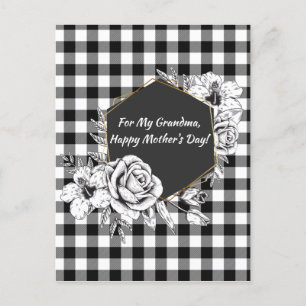Postal Festiva Elegante Día de la Madre de la abuela Rosa Blanca 