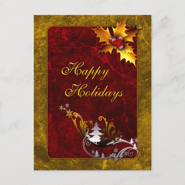 Postal Festiva Elegante diseño de Navidades tradicionales (Anverso)