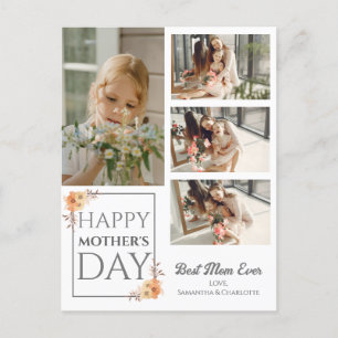 Postal Festiva Elegante dulce Floral Feliz Día de las Madres Cuat