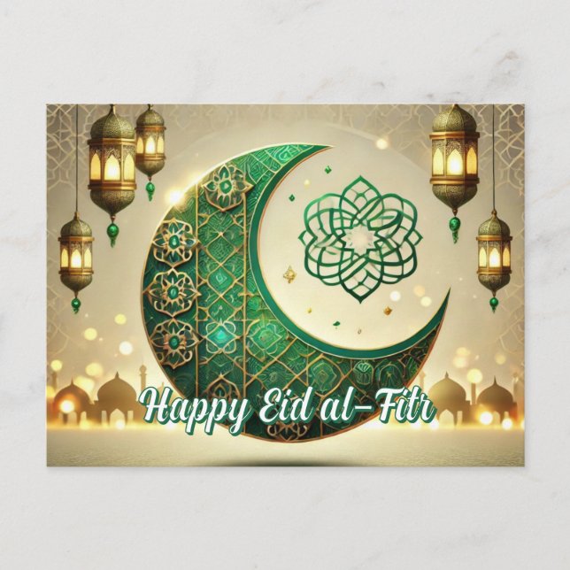 Postal Festiva Elegante Eid al-Fitr Postcard Eid Mubarak Holiday (Anverso)