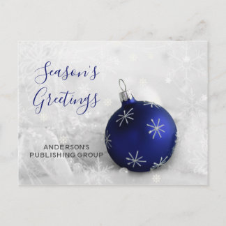 Postal Festiva Elegante Escena de Nieve Navy Ornament vacaciones