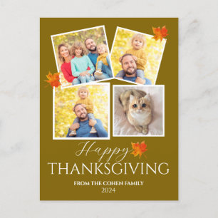 Postal Festiva Elegante Fall Fall, foto familiar de agradecimient