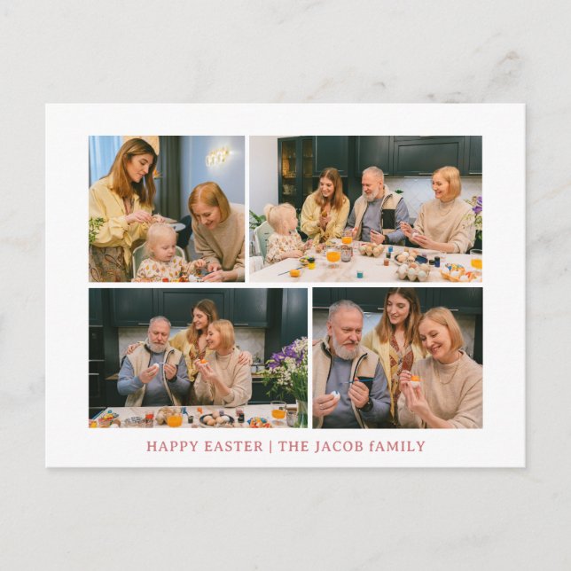 Postal Festiva elegante familia de Bendición Moderna de Pascua Cu (Anverso)