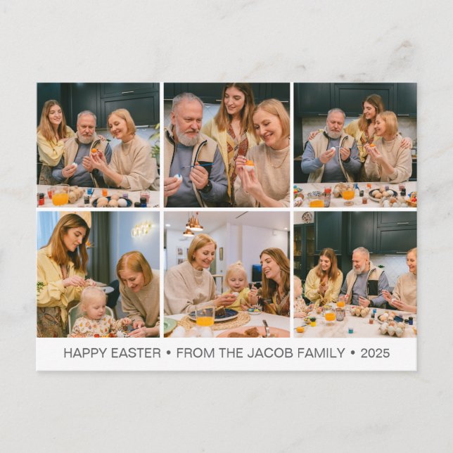 Postal Festiva elegante familia de Bendición Moderna de Pascua Se (Anverso)