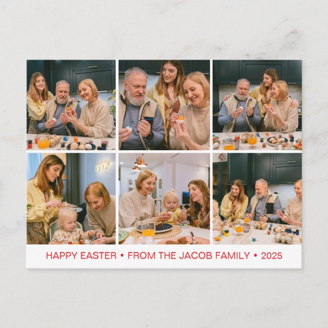 Postal Festiva elegante familia de Bendición Moderna de Pascua Se (Anverso)